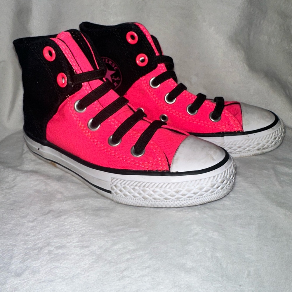 Kids Pink and Black High-Top Sneakers